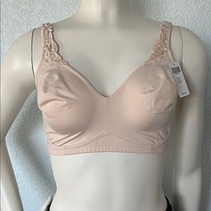 Soma Comfort Bra 36C Nude Beige Lace Trim Adjustable Straps Soft Fit